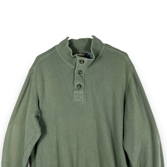Eddie Bauer Quarter Button Pullover Casual Sweater, Moss Green, Size Large - Picture 2 of 12